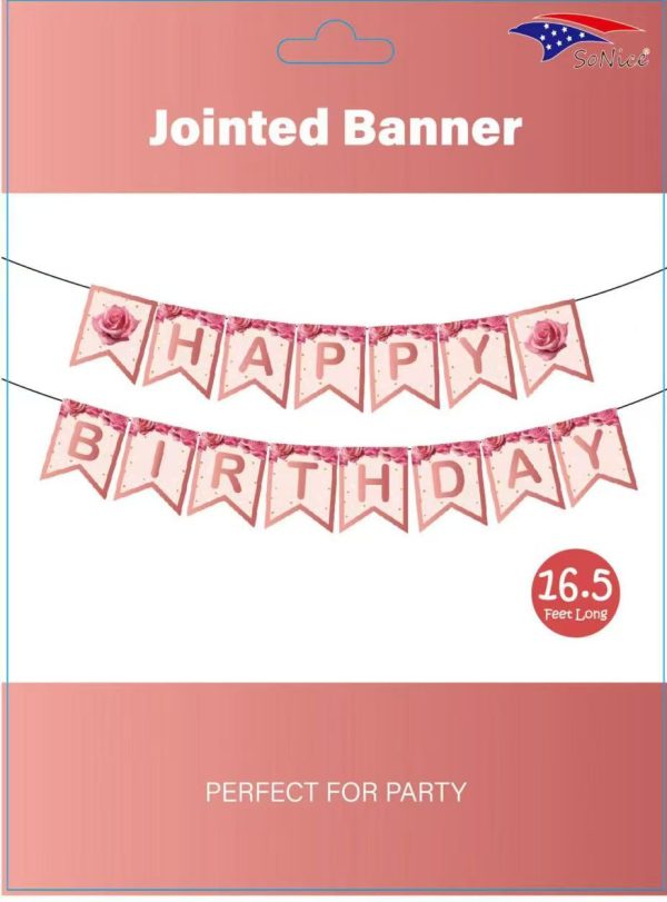 Themed Party Banner, Pink Rose