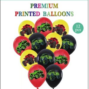 Theme printed Latex Balloons 12CT, MONSTER TRUCK