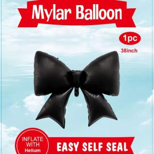 38" Mylar Balloon Bow pastel BLACK