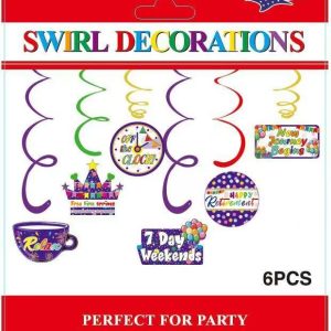 Themed Decoration Swirls 6 CT, HAPPY RETIREMENT
