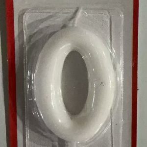 Metallic Birthday Number Candle white 0