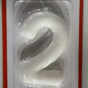 Metallic Birthday Number Candle white 2