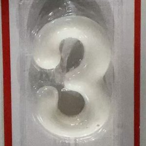 Metallic Birthday Number Candle white 3