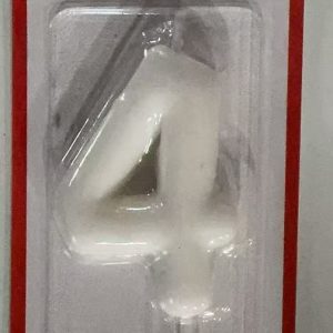 Metallic Birthday Number Candle white 4