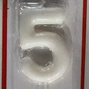 Metallic Birthday Number Candle white 5