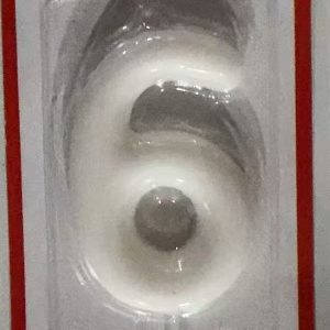 Metallic Birthday Number Candle white 6