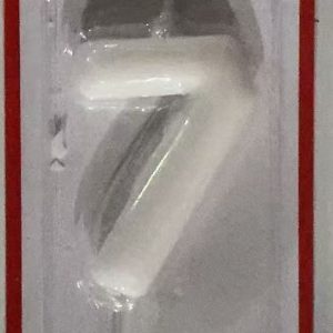 Metallic Birthday Number Candle white 7