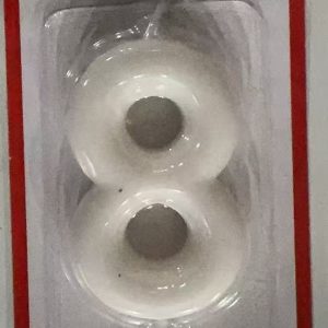 Metallic Birthday Number Candle white 8