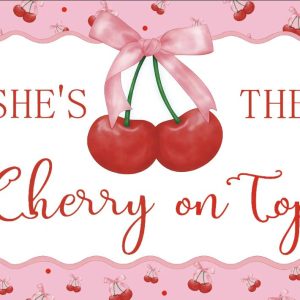 Vinyl Party Backdrop Banner Cherry on Top