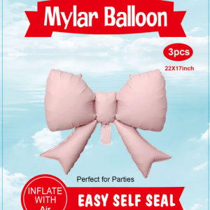 22" Mylar Balloon Bow 3pcs Pink