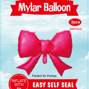 22" Mylar Balloon Bow 3pcs Fuchsia