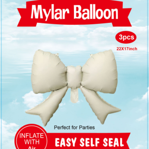 22" Mylar Balloon Bow 3pcs Ivory