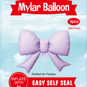 22" Mylar Balloon Bow 3pcs Lavender