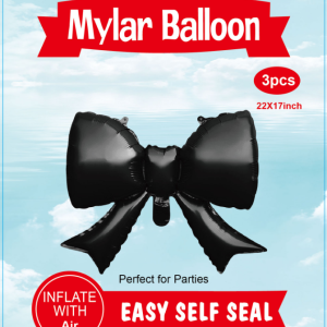 22" Mylar Balloon Bow 3pcs Black
