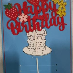 Themed  Cake Topper Glitter Bow, Strawberry