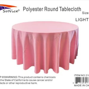 Round Polyester Fabric Table Cover light pink
