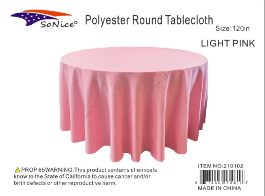 Light pink round polyester fabric table cover wholesale party tablecloth