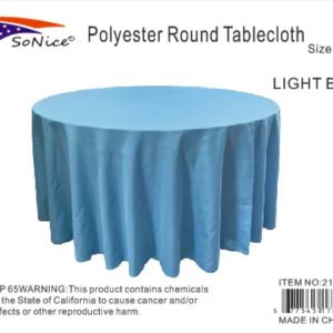 Round Polyester Fabric Table Cover light Blue