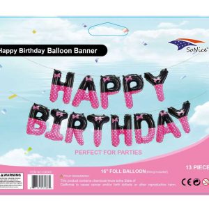 Happy Birthday Mylar Balloon Banner Girl Theme