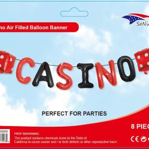 Happy Birthday Mylar Balloon Banner Casino Theme | Wholesale Foil Letter Balloons