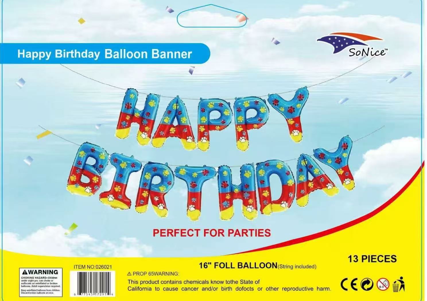 Puppy Pals happy birthday foil balloon banner for wholesale kids party decorations
