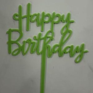 Acrylic Happy Birthday Cake Topper – Lime Green