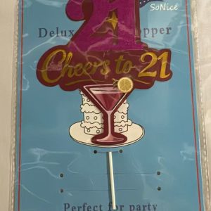 Cake Topper Happy Birthday Cheer to 21