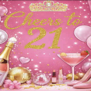 Cheer to 21 Vinyl Backdrop Banner | Wholesale Party Photo Background